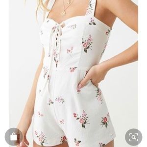 Forever 21 white floral romper